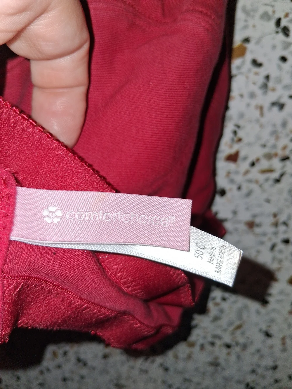 Women's Comfort Choice Tshirt Bra Size 50C Red No Padding Wireless